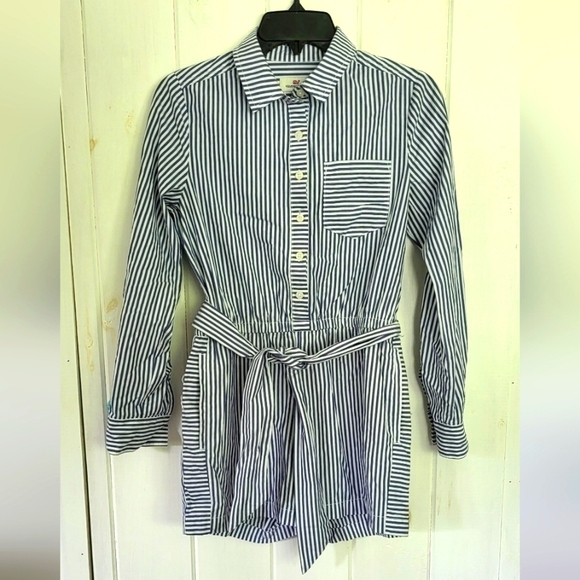 Vineyard Vines Stripe Botton Down Romper Shorts - Picture 1 of 13